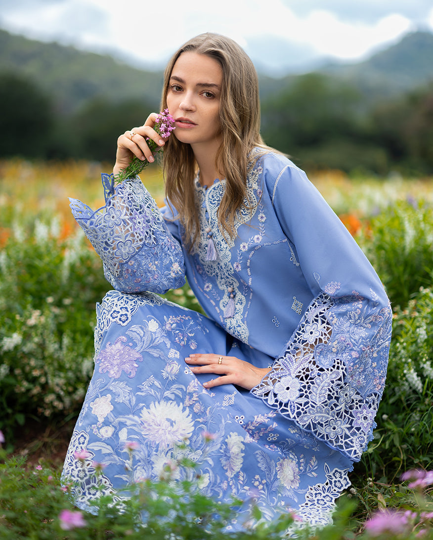 Mushq | Hemline the Secret Garden | Azure Bloom - Designer Dress - Type : Ladies Clothes - Available at Libayah - 100% Original