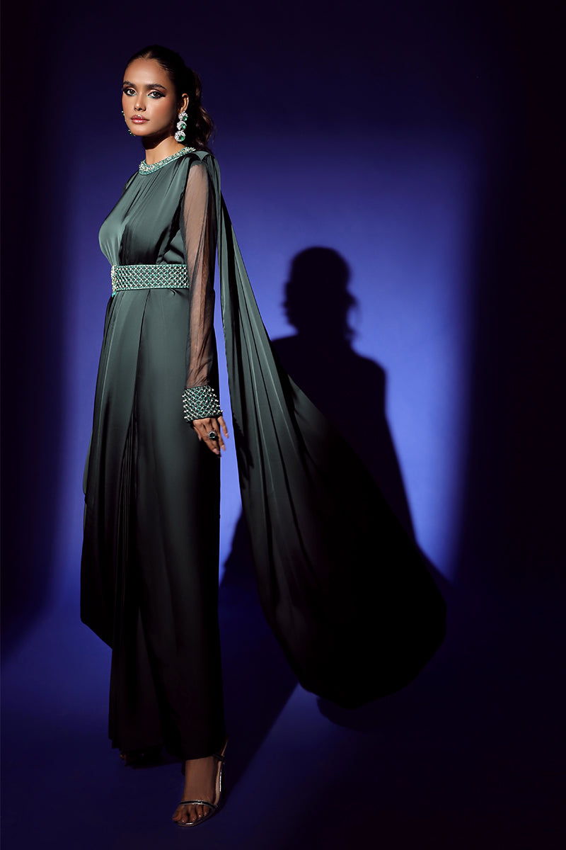 Wardha Saleem | Luxury Pret Fusion Wear | ZEPHYR SAREE DRAPE WITH BELT (2PC) by Wardha Saleem - Designer Dress - Type: Ladies Clothes - Available at Libayah - 100% Original