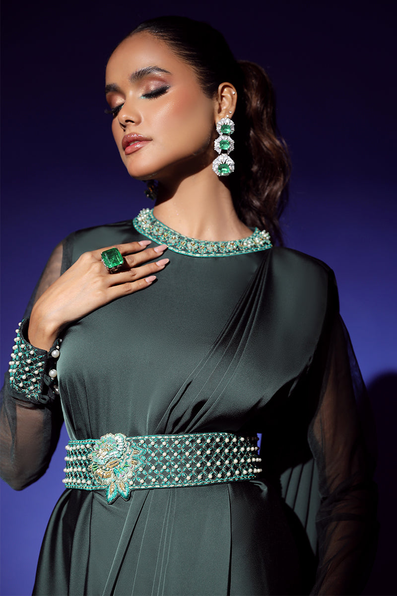 Wardha Saleem | Luxury Pret Fusion Wear | ZEPHYR SAREE DRAPE WITH BELT (2PC) by Wardha Saleem - Designer Dress - Type: Ladies Clothes - Available at Libayah - 100% Original