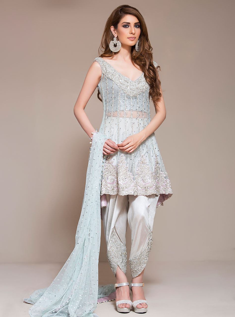 Zainab Chottani | Semi Formals | ICE BLUE PEPLUM by Zainab Chottani - Designer Dress - Type: Ladies Clothes - Available at Libayah - 100% Original
