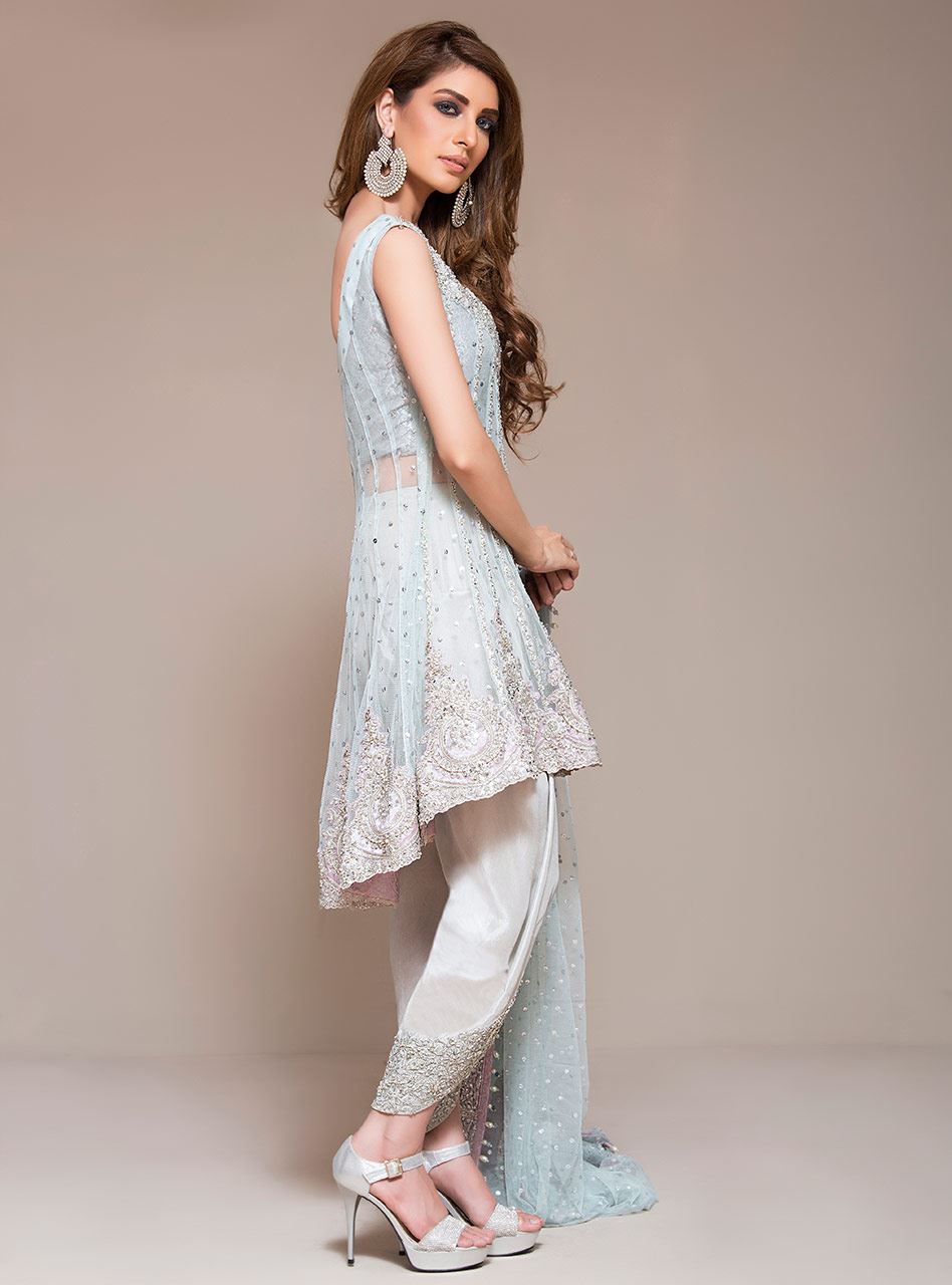 Zainab Chottani | Semi Formals | ICE BLUE PEPLUM by Zainab Chottani - Designer Dress - Type: Ladies Clothes - Available at Libayah - 100% Original