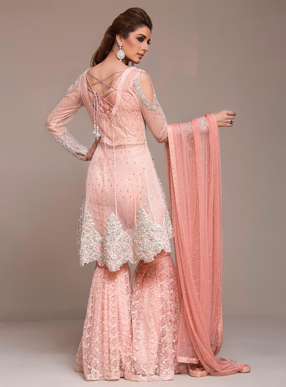 Zainab Chottani | Semi Formals | PEACHY PINK ANGARKHA by Zainab Chottani - Designer Dress - Type: Ladies Clothes - Available at Libayah - 100% Original