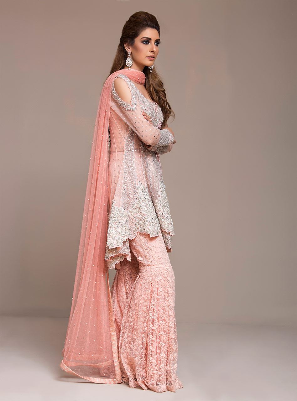 Zainab Chottani | Semi Formals | PEACHY PINK ANGARKHA by Zainab Chottani - Designer Dress - Type: Ladies Clothes - Available at Libayah - 100% Original