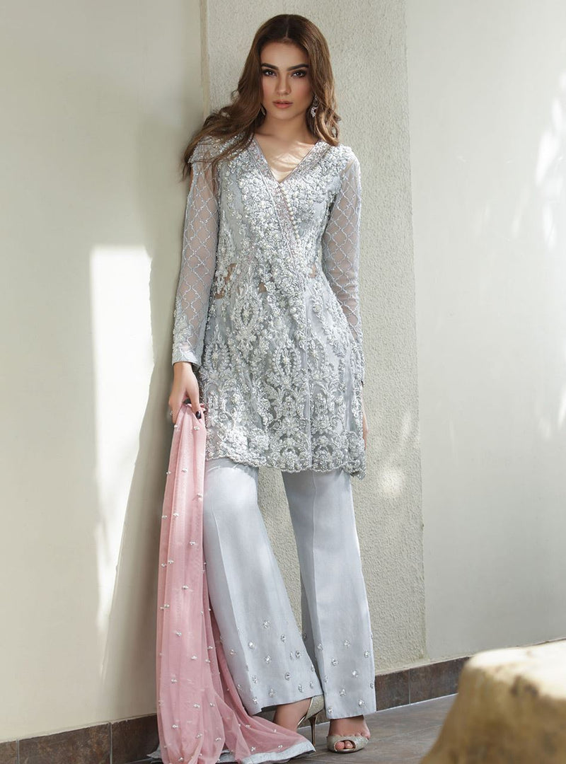 Zainab Chottani | Semi Formals | ASH WHITE AND TEA PINK by Zainab Chottani - Designer Dress - Type: Ladies Clothes - Available at Libayah - 100% Original