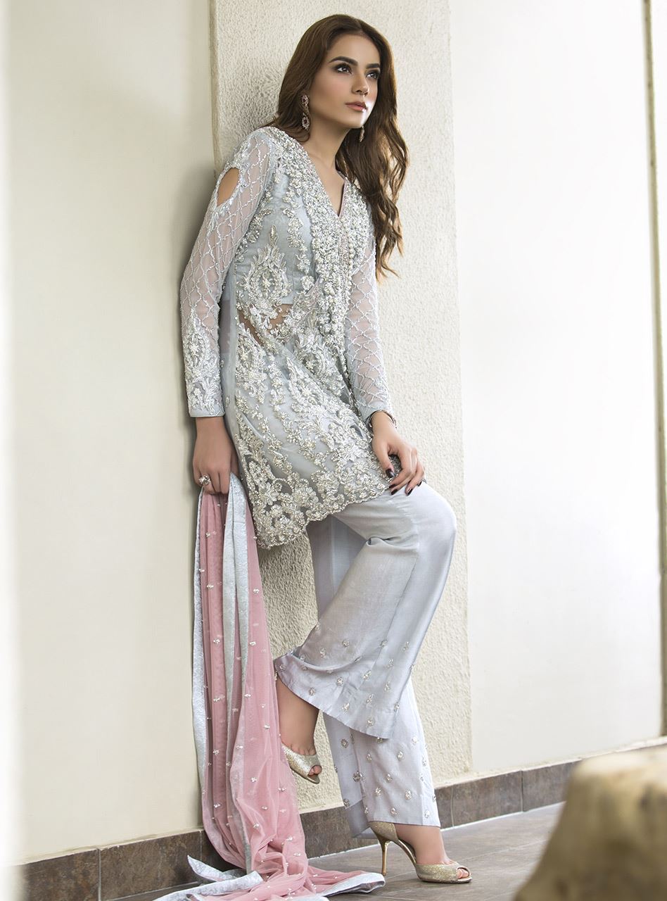 Zainab Chottani | Semi Formals | ASH WHITE AND TEA PINK by Zainab Chottani - Designer Dress - Type: Ladies Clothes - Available at Libayah - 100% Original