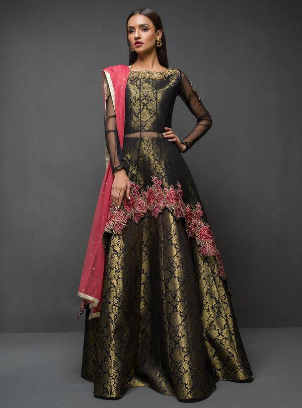Zainab Chottani | Semi Formals | BLACK PEPLUM by Zainab Chottani - Designer Dress - Type: Ladies Clothes - Available at Libayah - 100% Original