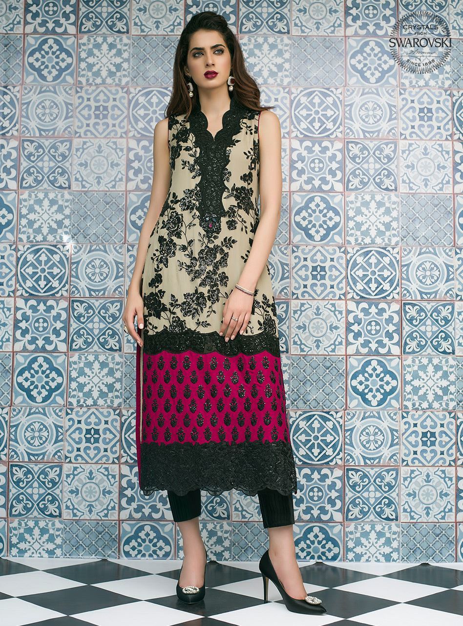 Zainab Chottani | Luxury Pret | COFFEE AND CHERRY PINK by Zainab Chottani - Designer Dress - Type: Ladies Clothes - Available at Libayah - 100% Original