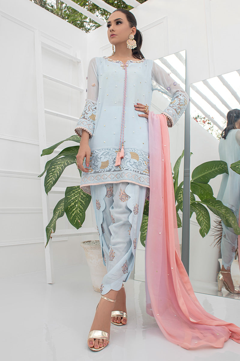 Fatima Khan | Luxury Pret 24 | DAISY BLUE by Fatima Khan - Designer Dress - Type: Luxury - Available at Libayah - 100% Original