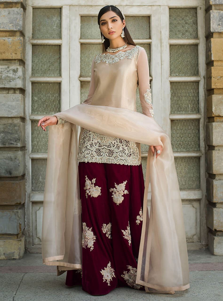 Zainab Chottani | Semi Formals | CREME LA NUDE by Zainab Chottani - Designer Dress - Type: Ladies Clothes - Available at Libayah - 100% Original
