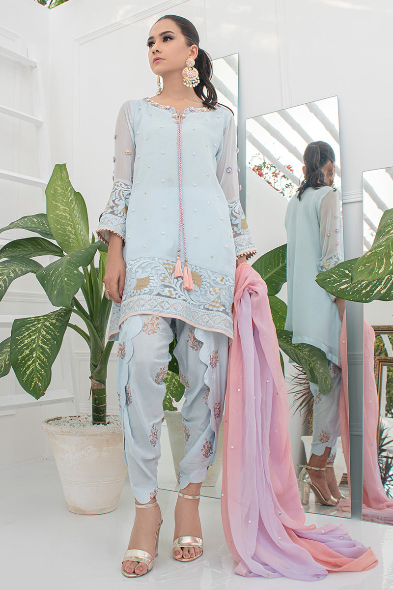 Fatima Khan | Luxury Pret 24 | DAISY BLUE by Fatima Khan - Designer Dress - Type: Luxury - Available at Libayah - 100% Original