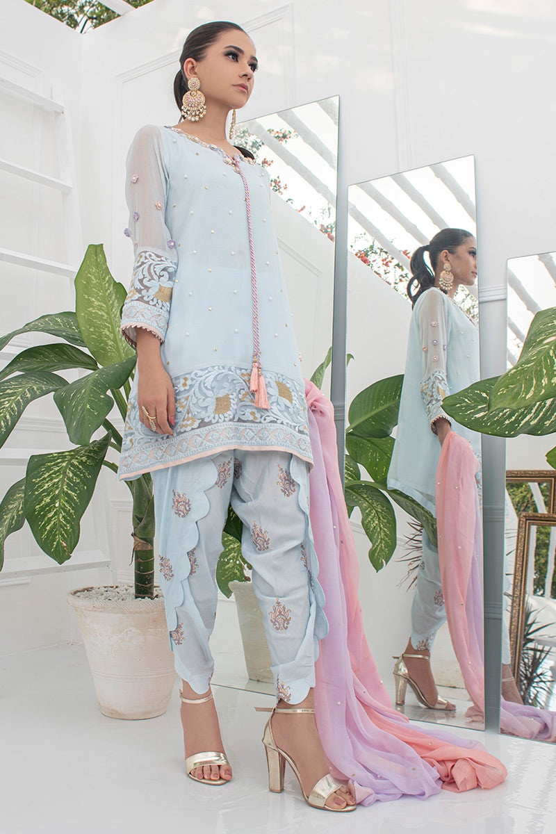 Fatima Khan | Luxury Pret 24 | DAISY BLUE by Fatima Khan - Designer Dress - Type: Luxury - Available at Libayah - 100% Original