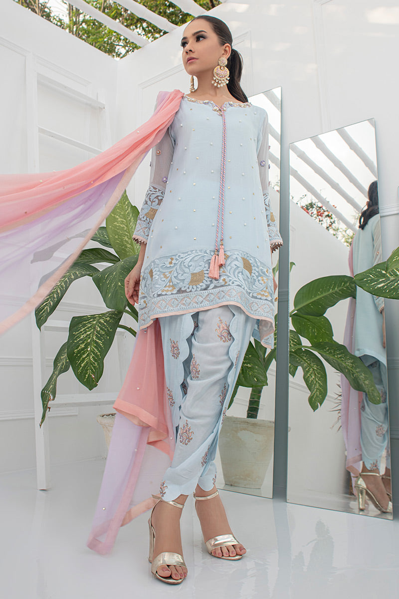 Fatima Khan | Luxury Pret 24 | DAISY BLUE by Fatima Khan - Designer Dress - Type: Luxury - Available at Libayah - 100% Original