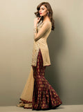 Zainab Chottani | Semi Formals | BEIGE GOLD AND MAROON by Zainab Chottani - Designer Dress - Type: Ladies Clothes - Available at Libayah - 100% Original