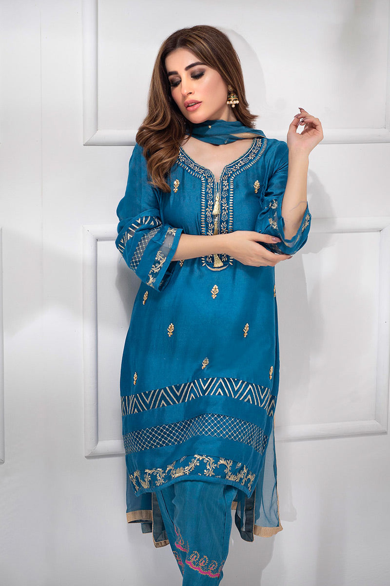 Fatima Khan | Luxury Pret 24 | LAPIS BLUE by Fatima Khan - Designer Dress - Type: Luxury - Available at Libayah - 100% Original