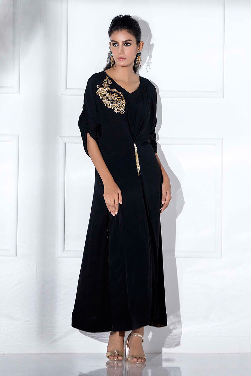 Fatima Khan | Luxury Pret 24 | JADE BLACK KAFTAN by Fatima Khan - Designer Dress - Type: Luxury - Available at Libayah - 100% Original