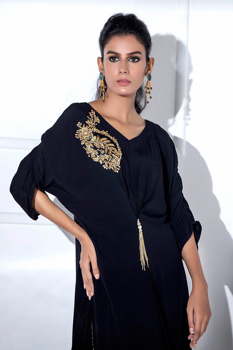 Fatima Khan | Luxury Pret 24 | JADE BLACK KAFTAN by Fatima Khan - Designer Dress - Type: Luxury - Available at Libayah - 100% Original