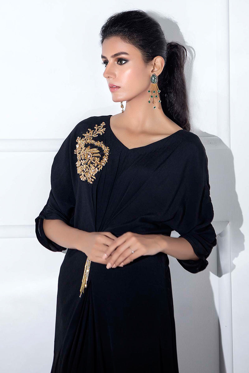 Fatima Khan | Luxury Pret 24 | JADE BLACK KAFTAN by Fatima Khan - Designer Dress - Type: Luxury - Available at Libayah - 100% Original