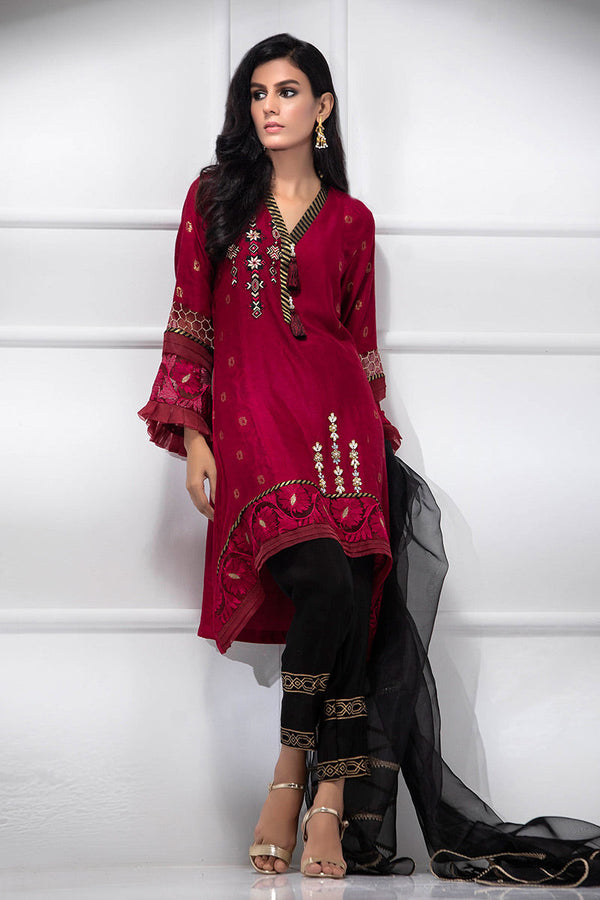 Fatima Khan | Luxury Pret 24 | CARDINAL RED by Fatima Khan - Designer Dress - Type: Luxury - Available at Libayah - 100% Original
