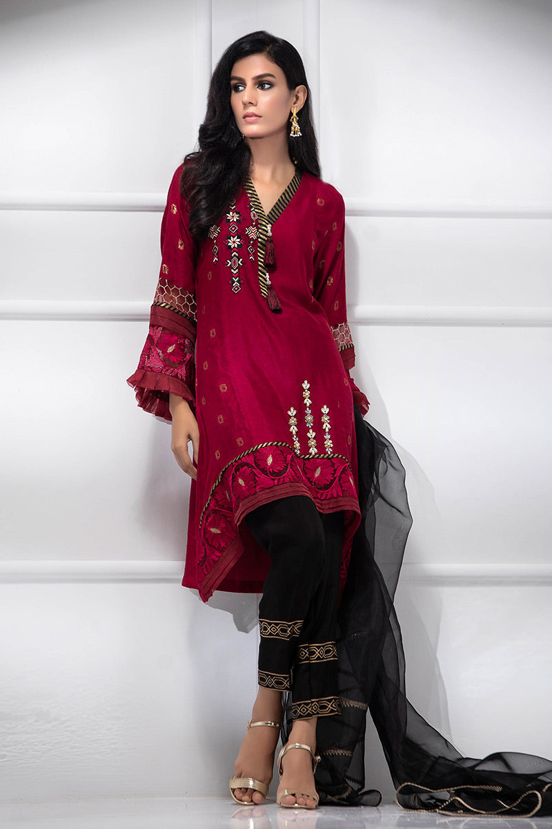 Fatima Khan | Luxury Pret 24 | CARDINAL RED by Fatima Khan - Designer Dress - Type: Luxury - Available at Libayah - 100% Original