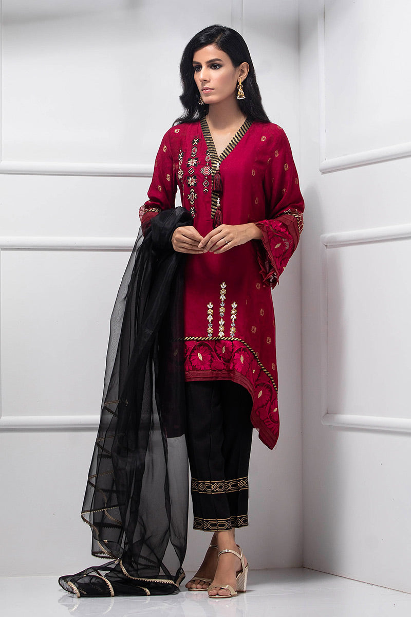 Fatima Khan | Luxury Pret 24 | CARDINAL RED by Fatima Khan - Designer Dress - Type: Luxury - Available at Libayah - 100% Original