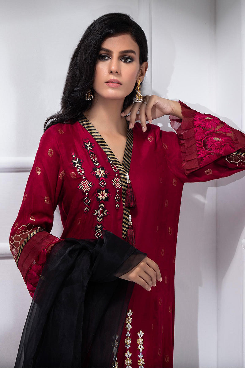 Fatima Khan | Luxury Pret 24 | CARDINAL RED by Fatima Khan - Designer Dress - Type: Luxury - Available at Libayah - 100% Original