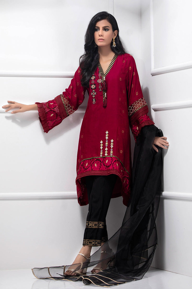 Fatima Khan | Luxury Pret 24 | CARDINAL RED by Fatima Khan - Designer Dress - Type: Luxury - Available at Libayah - 100% Original