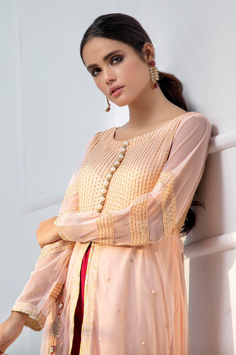 Fatima Khan | Best Sellers 24 | CANDLE PEACH by Fatima Khan - Designer Dress - Type: Luxury - Available at Libayah - 100% Original