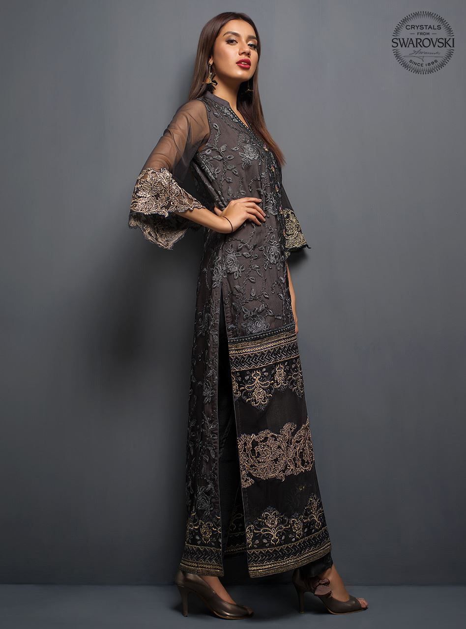Zainab Chottani | Luxury Pret | THE CHARCOAL TEAL by Zainab Chottani - Designer Dress - Type: Ladies Clothes - Available at Libayah - 100% Original