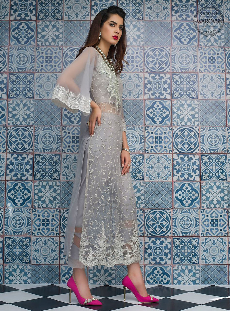 Zainab Chottani | Semi Formals | SILVER ILLUSION by Zainab Chottani - Designer Dress - Type: Ladies Clothes - Available at Libayah - 100% Original