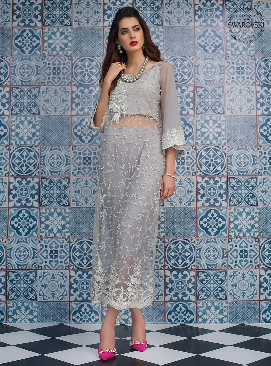 Zainab Chottani | Semi Formals | SILVER ILLUSION by Zainab Chottani - Designer Dress - Type: Ladies Clothes - Available at Libayah - 100% Original