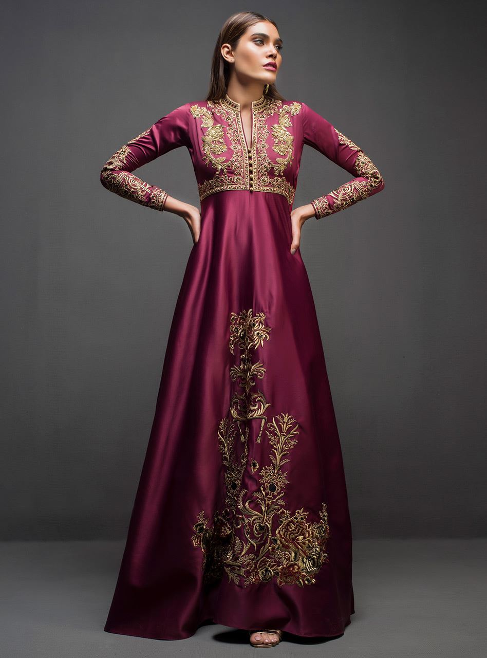Zainab Chottani | Semi Formals | MAROON GOWN by Zainab Chottani - Designer Dress - Type: Ladies Clothes - Available at Libayah - 100% Original