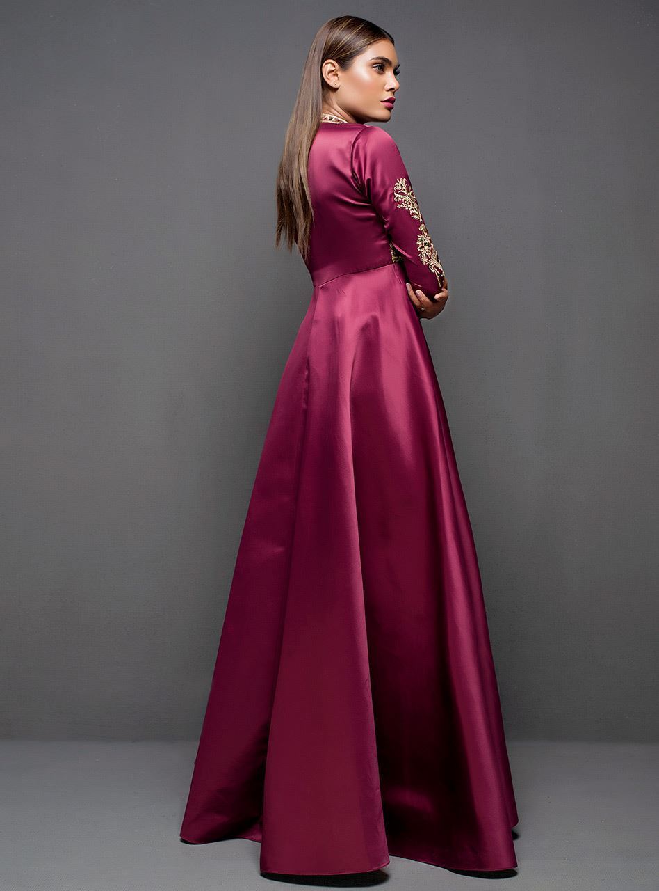 Zainab Chottani | Semi Formals | MAROON GOWN by Zainab Chottani - Designer Dress - Type: Ladies Clothes - Available at Libayah - 100% Original