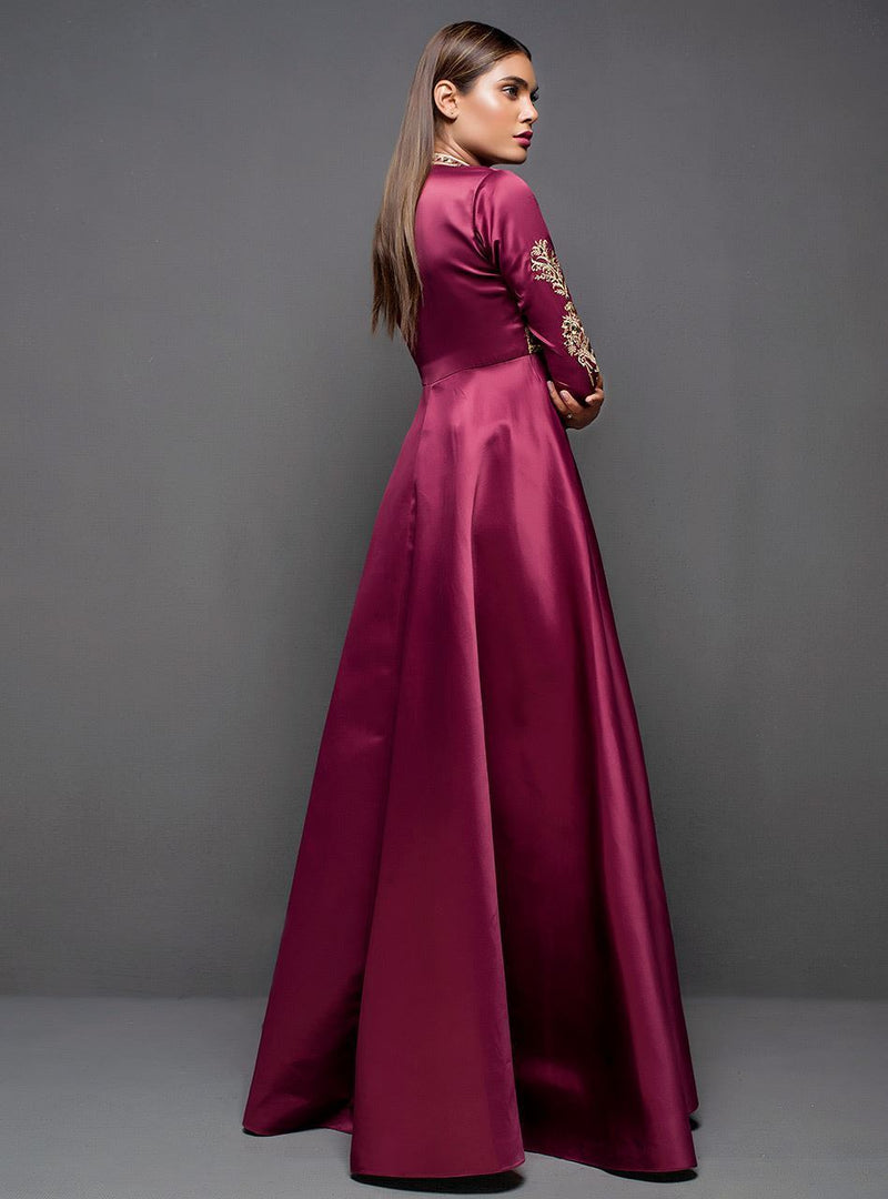Zainab Chottani | Semi Formals | MAROON GOWN by Zainab Chottani - Designer Dress - Type: Ladies Clothes - Available at Libayah - 100% Original