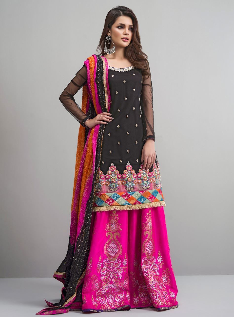 Zainab Chottani | Semi Formals | BLACK AND HOT PINK by Zainab Chottani - Designer Dress - Type: Ladies Clothes - Available at Libayah - 100% Original