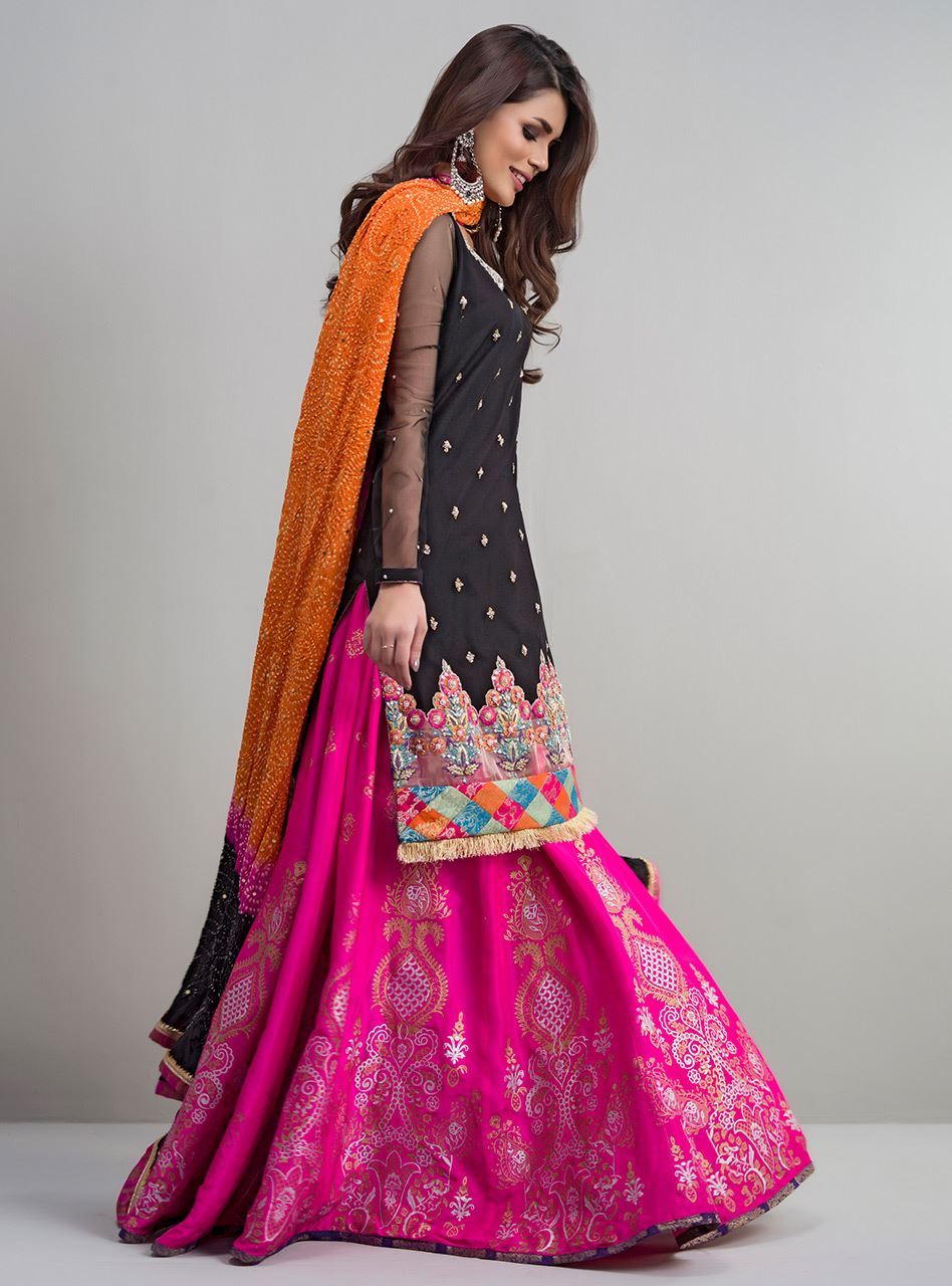 Zainab Chottani | Semi Formals | BLACK AND HOT PINK by Zainab Chottani - Designer Dress - Type: Ladies Clothes - Available at Libayah - 100% Original