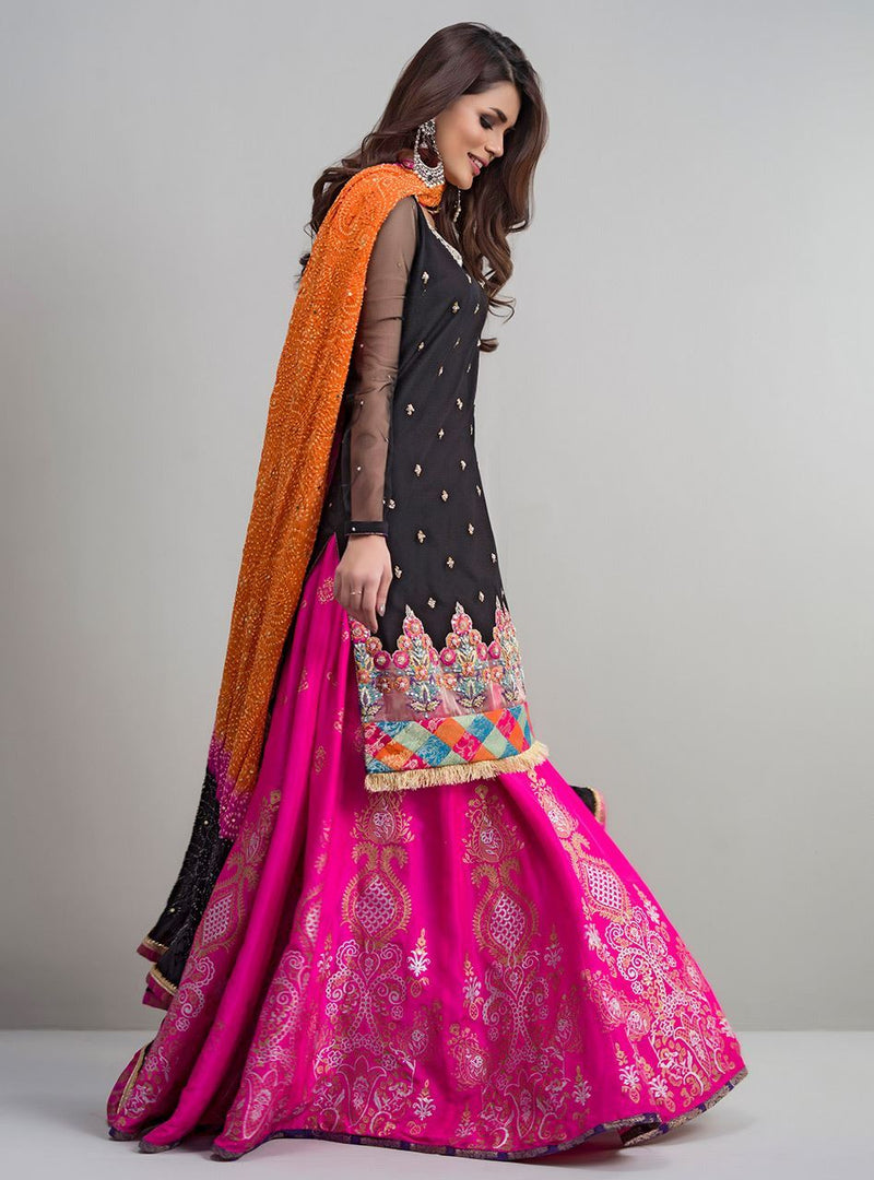 Zainab Chottani | Semi Formals | BLACK AND HOT PINK by Zainab Chottani - Designer Dress - Type: Ladies Clothes - Available at Libayah - 100% Original