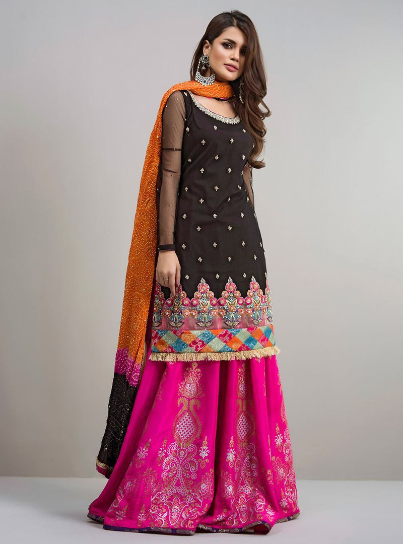Zainab Chottani | Semi Formals | BLACK AND HOT PINK by Zainab Chottani - Designer Dress - Type: Ladies Clothes - Available at Libayah - 100% Original