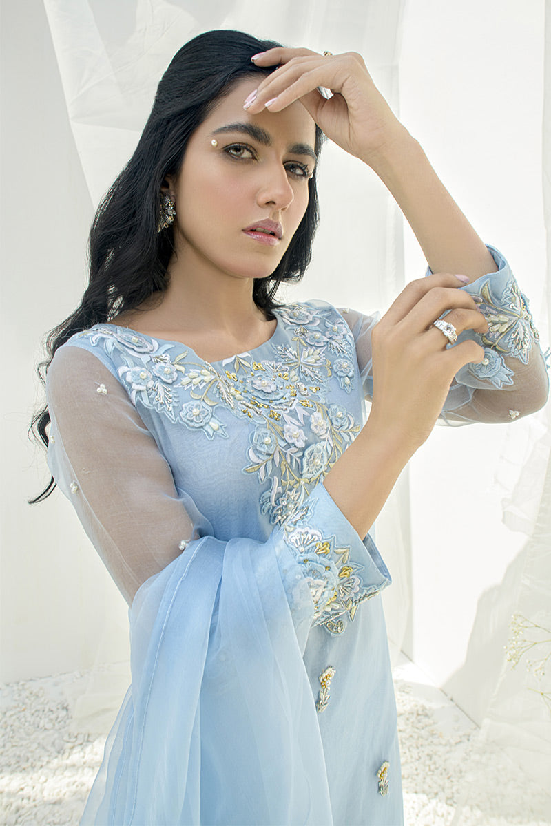 Fatima Khan | Luxury Pret 24 | POWDER BLUE by Fatima Khan - Designer Dress - Type: Luxury - Available at Libayah - 100% Original