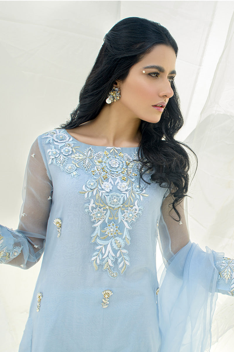 Fatima Khan | Luxury Pret 24 | POWDER BLUE by Fatima Khan - Designer Dress - Type: Luxury - Available at Libayah - 100% Original