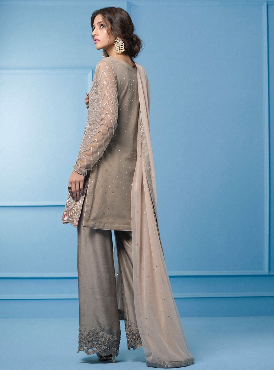 Zainab Chottani | Semi Formals | GREIGE AND PINK by Zainab Chottani - Designer Dress - Type: Ladies Clothes - Available at Libayah - 100% Original