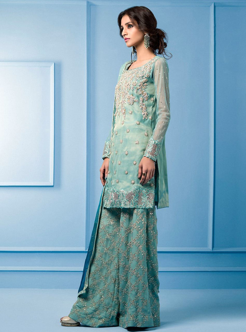 Zainab Chottani | Semi Formals | AQUA AND TEAL by Zainab Chottani - Designer Dress - Type: Ladies Clothes - Available at Libayah - 100% Original