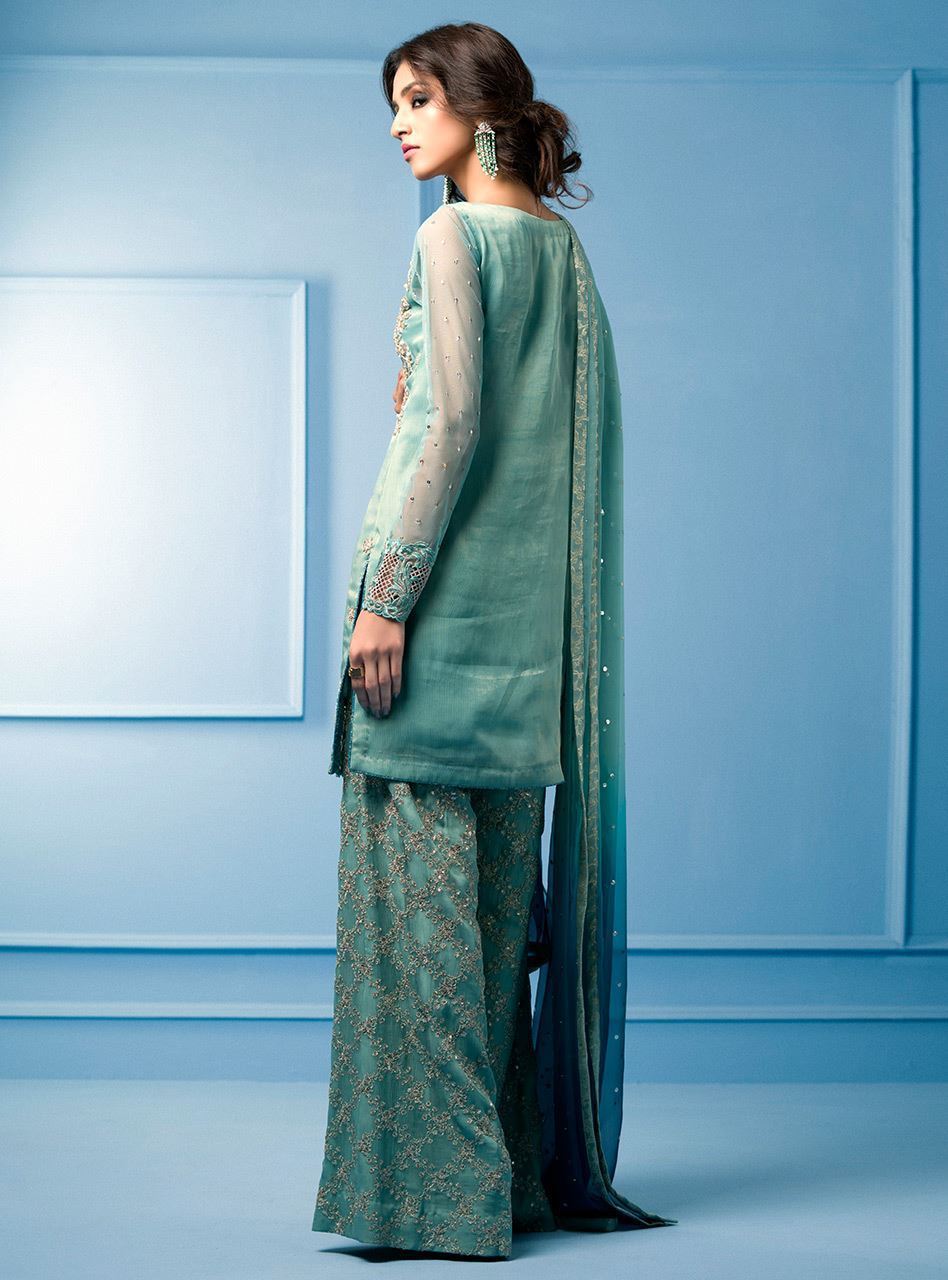 Zainab Chottani | Semi Formals | AQUA AND TEAL by Zainab Chottani - Designer Dress - Type: Ladies Clothes - Available at Libayah - 100% Original