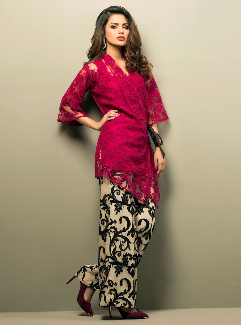 Zainab Chottani | Luxury Pret | CHERRY AND PINK BLOSSOM by Zainab Chottani - Designer Dress - Type: Ladies Clothes - Available at Libayah - 100% Original