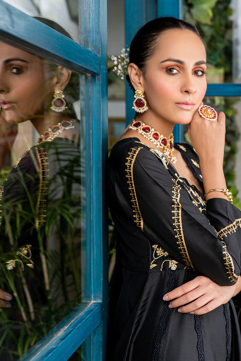 Fatima Khan | Luxury Pret 24 | SAFFRON BLACK by Fatima Khan - Designer Dress - Type: Luxury - Available at Libayah - 100% Original