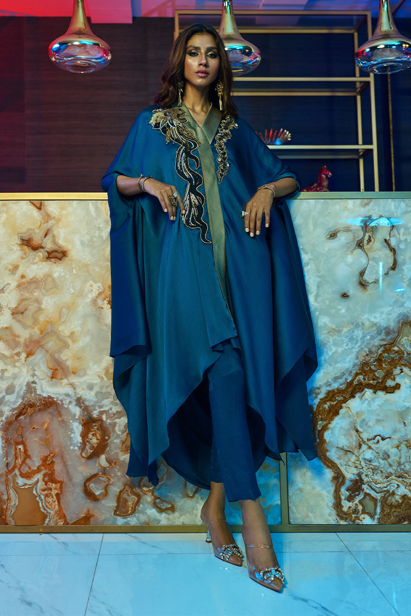 Wardha Saleem | Luxury Pret Fusion Wear | MIDNIGHT FORMAL DRAPE by Wardha Saleem - Designer Dress - Type: Ladies Clothes - Available at Libayah - 100% Original
