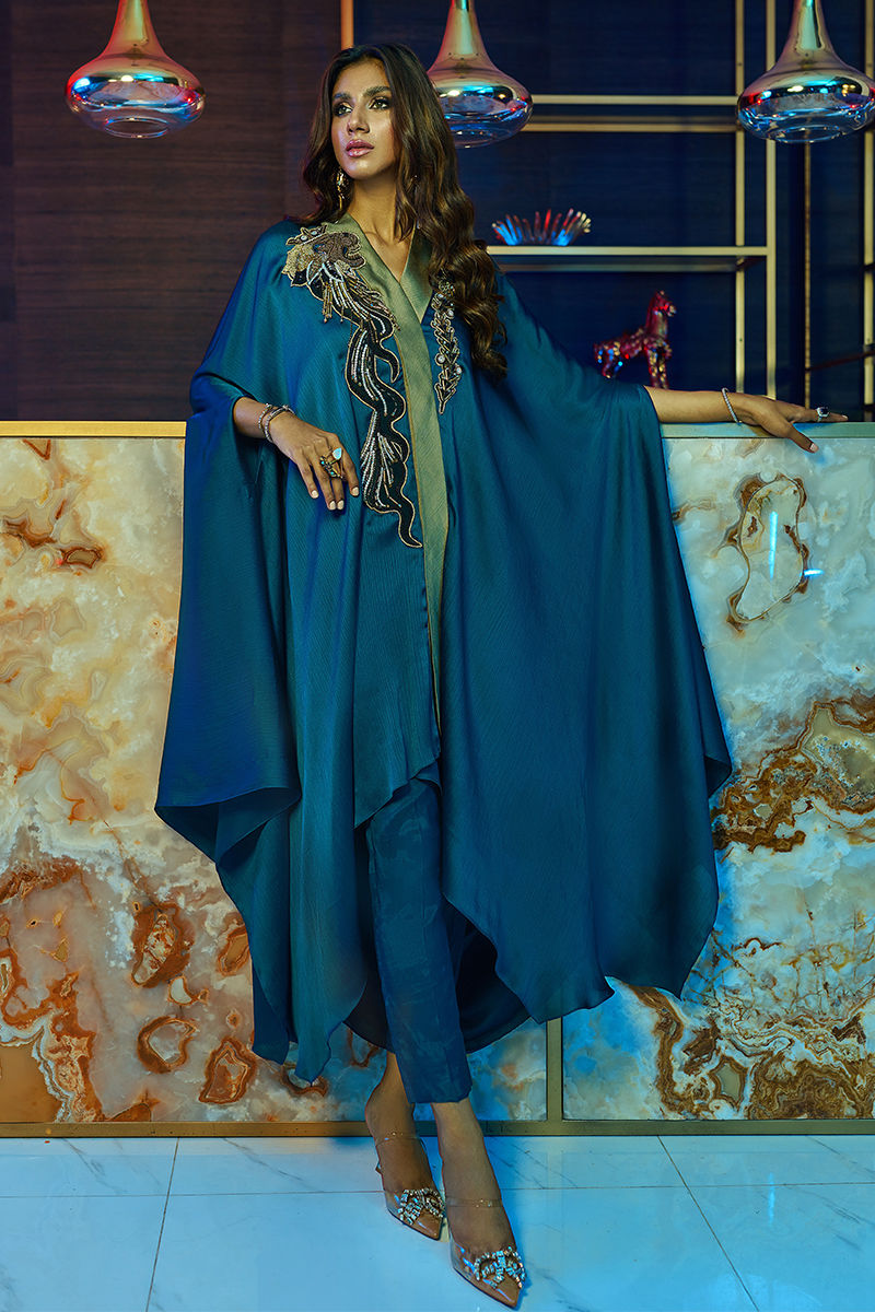 Wardha Saleem | Luxury Pret Fusion Wear | MIDNIGHT FORMAL DRAPE by Wardha Saleem - Designer Dress - Type: Ladies Clothes - Available at Libayah - 100% Original