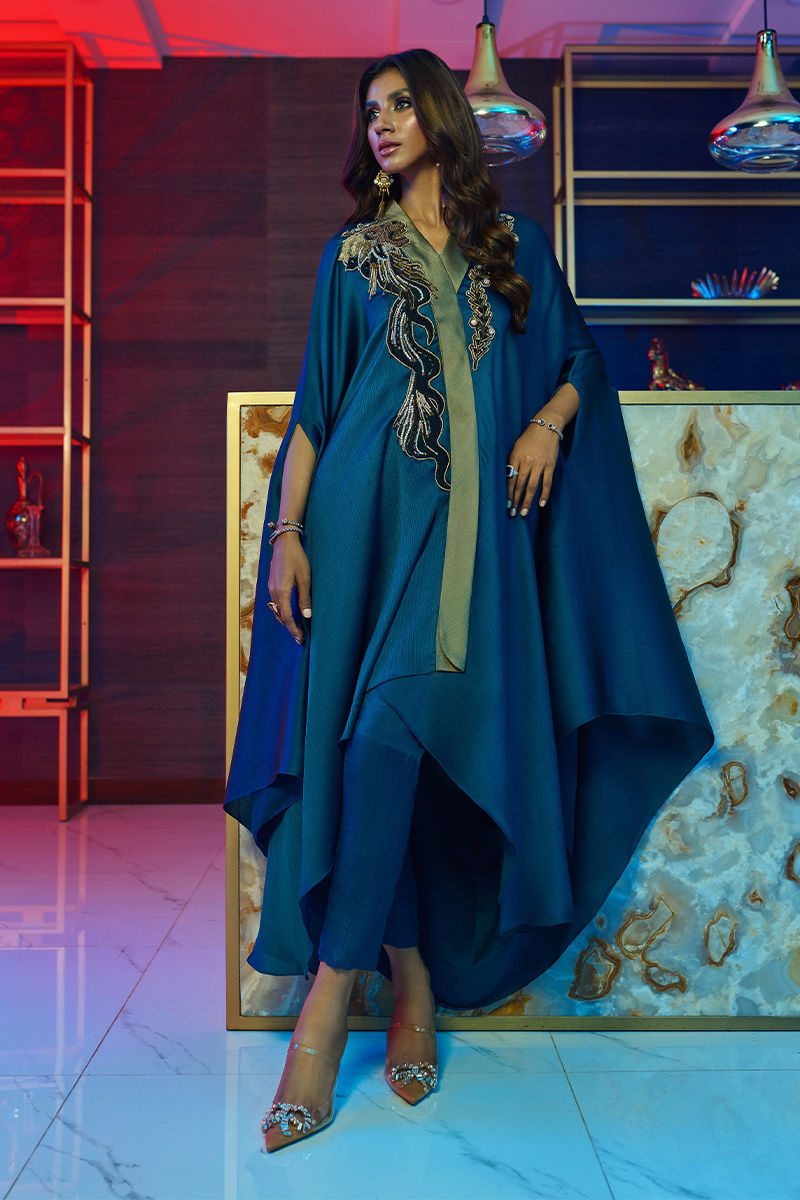 Wardha Saleem | Luxury Pret Fusion Wear | MIDNIGHT FORMAL DRAPE by Wardha Saleem - Designer Dress - Type: Ladies Clothes - Available at Libayah - 100% Original