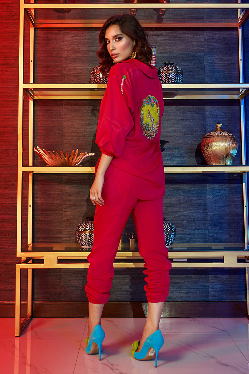 Wardha Saleem | Luxury Pret Fusion Wear | GOSSIP GIRL HOT PINK CO-ORD SET by Wardha Saleem - Designer Dress - Type: Ladies Clothes - Available at Libayah - 100% Original