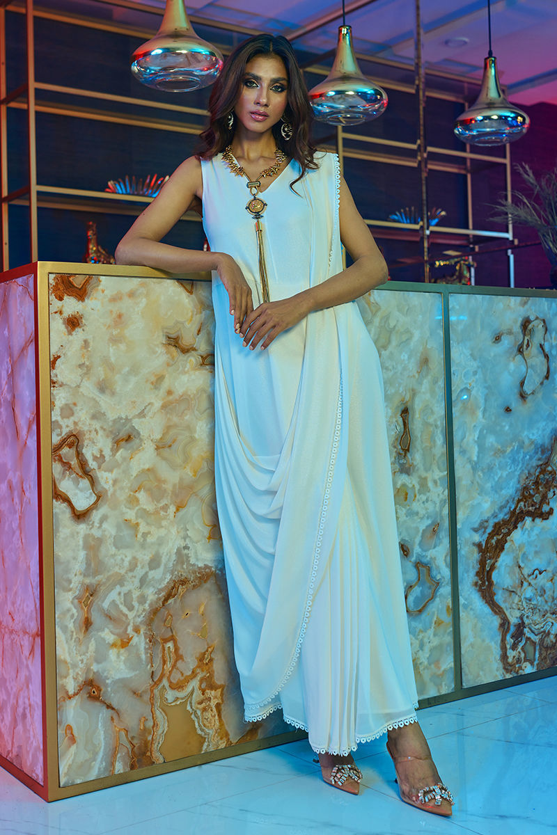 Wardha Saleem | Luxury Pret Fusion Wear | EMPRESS DRAPE by Wardha Saleem - Designer Dress - Type: Ladies Clothes - Available at Libayah - 100% Original
