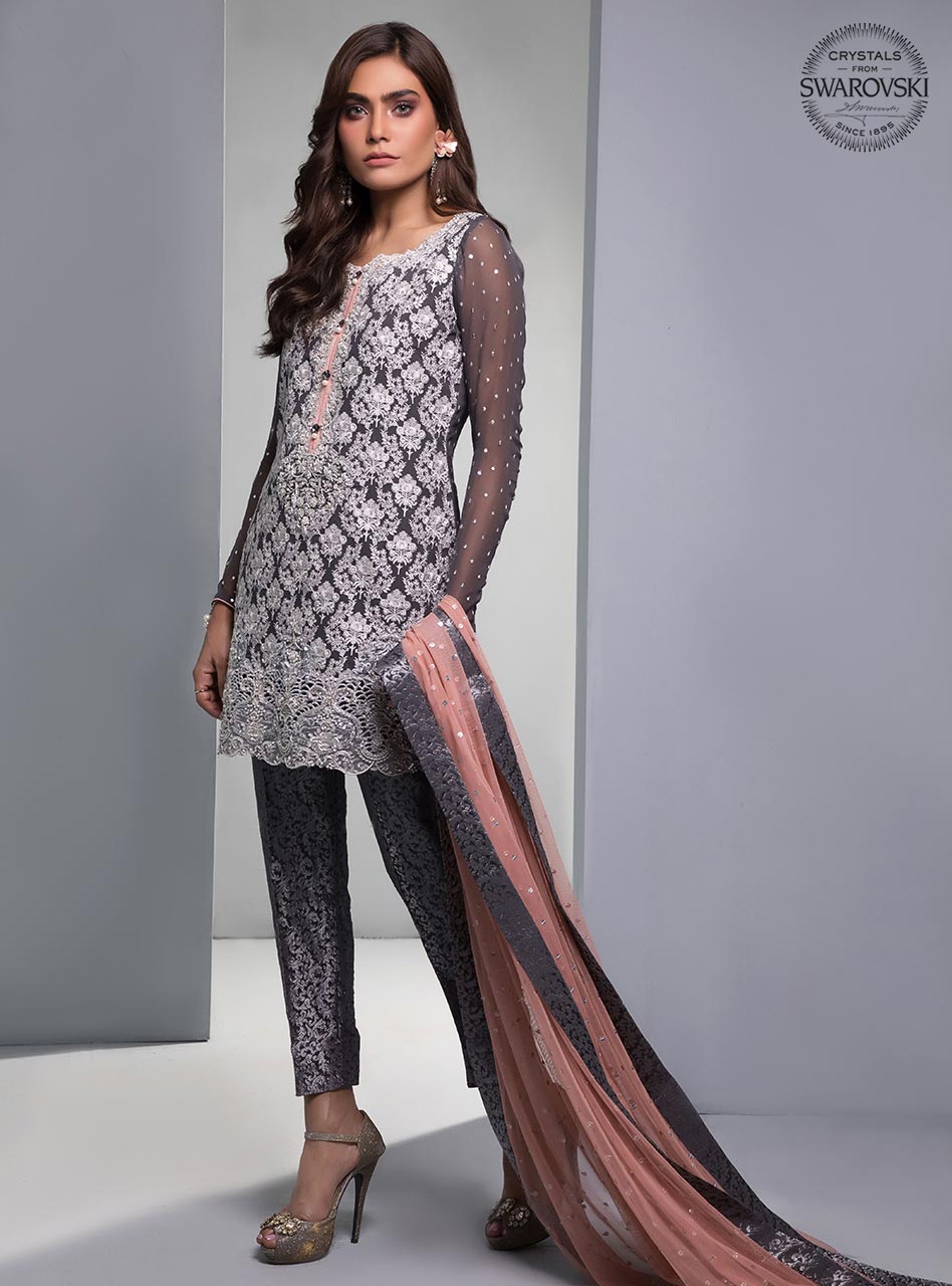Zainab Chottani | Semi Formals | SILVER SMOKE by Zainab Chottani - Designer Dress - Type: Ladies Clothes - Available at Libayah - 100% Original